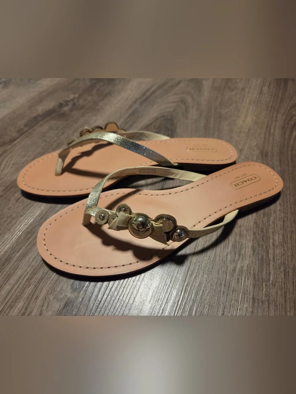 NIB Coach Oceanna Sandal Metalic Champagne Leather Sandal Size 10
